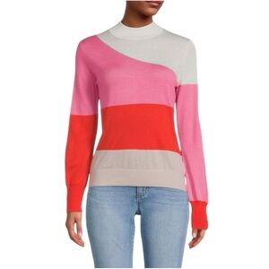 Chinti & Parker Wool Cashmere Color Block‎ High Neck Sweater Soft Lightweight L